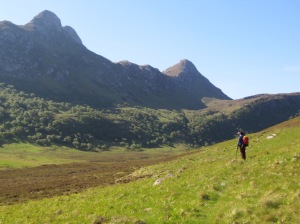 The approach to Sgorr Chleirich on the west side of Ben Loyal - Britain's most adventurous mountain cliff?